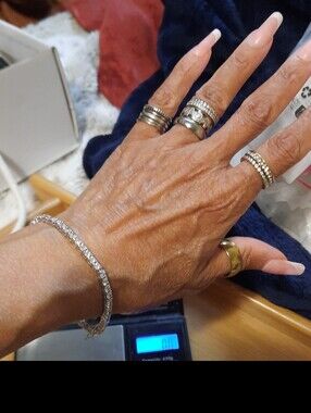 GENUINE DIAMONELLE CZ STERLING SILVER TENNIS BRACELET 💝🎁 GIFT 7.25" RHODIUM